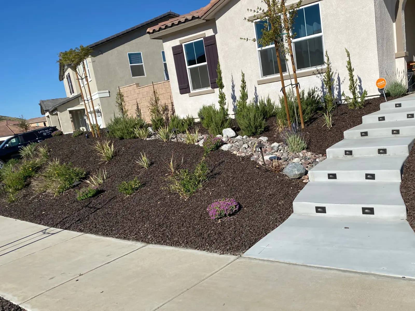 Finished rubber mulch installation